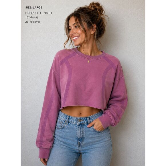 BDG Tops - BDG Urban Outfitters Purple Overdyed Distressed Cropped Sweatshirt Pullover LG
